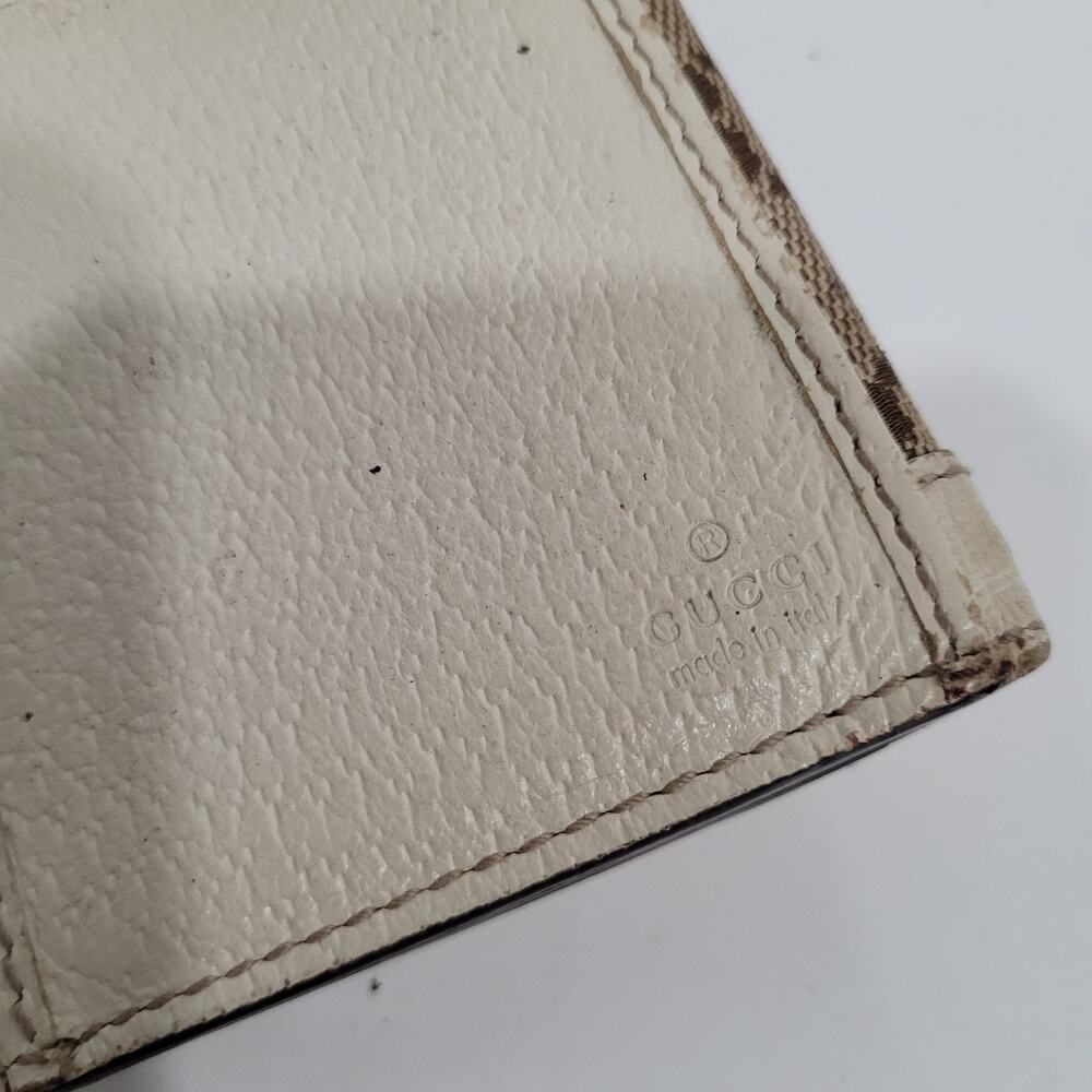 GUCCI Clutch Wallet Large Monogram Bifold White Beige Tan Vintage Designer Logo - Picture 4 of 13